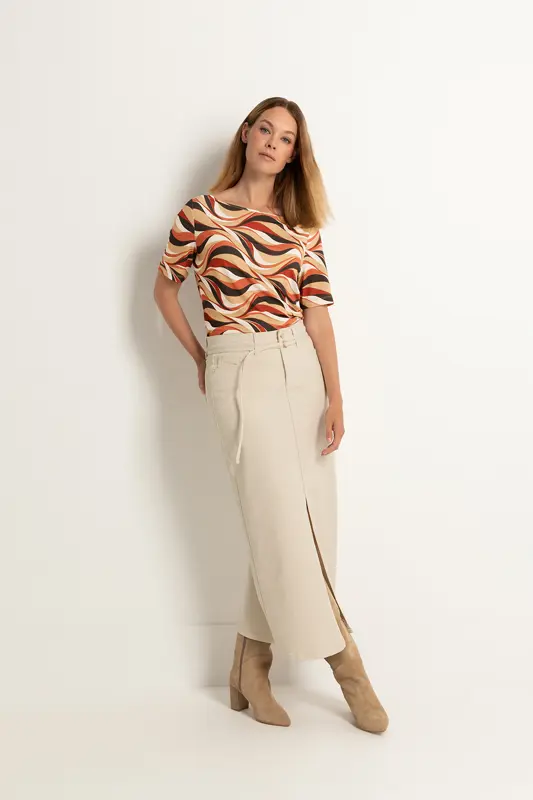 Stretch denim maxi rok