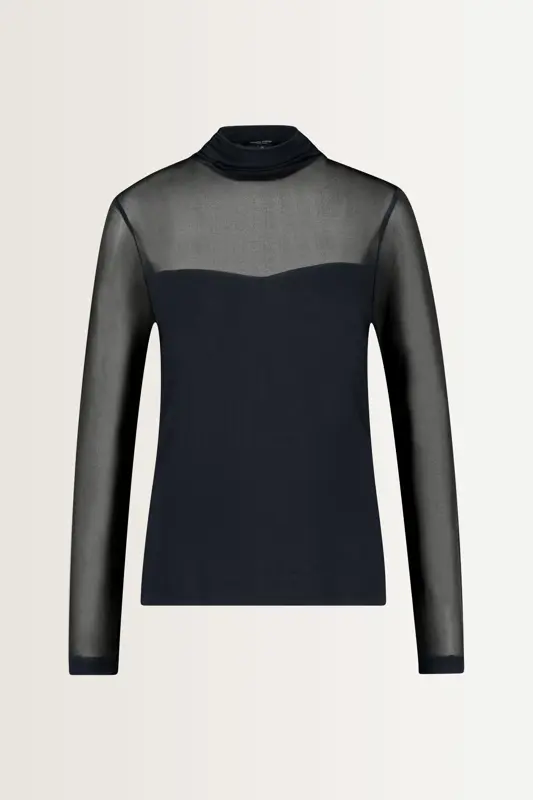 Turtleneck top met mesh