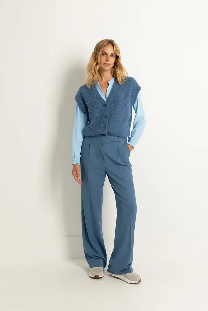 Wijde bandplooi pantalon