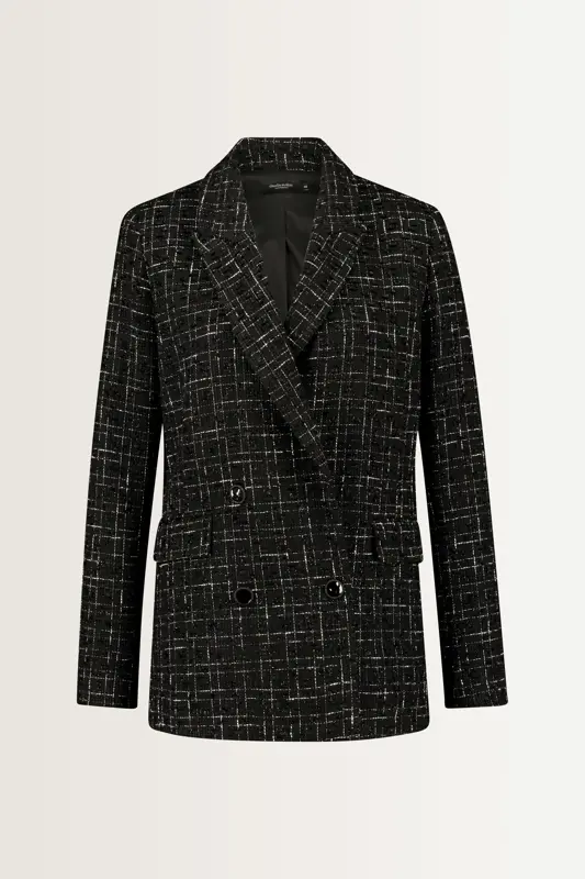 Geruite blazer in bouclé