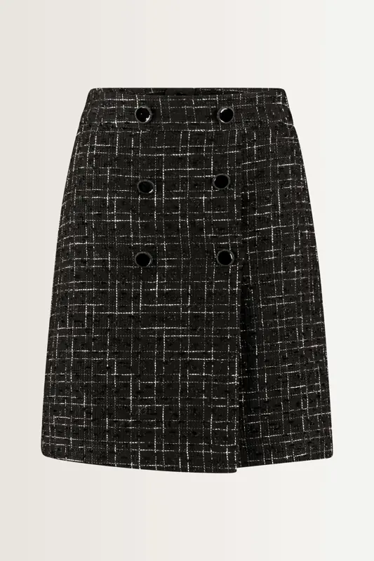 Geruite rok in bouclé