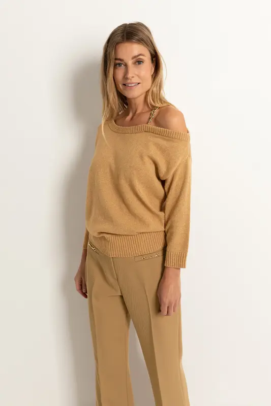 Offshoulder trui ketting