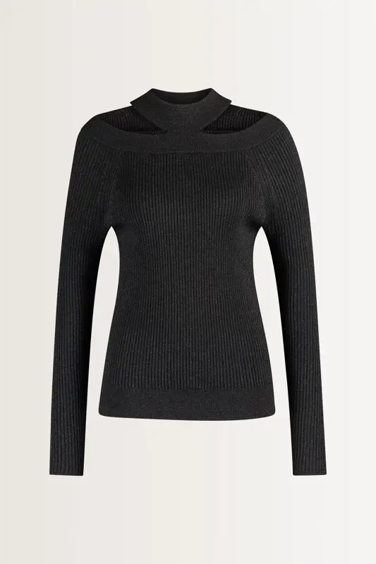 Fijngebreide top met metallic glans