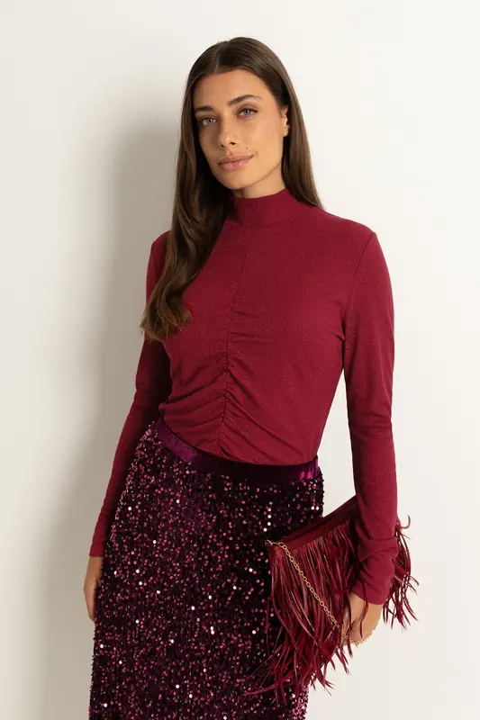 Turtleneck top met rimpeldetails