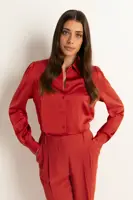Blouse met glanzende satijnweving