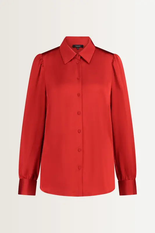 Blouse met glanzende satijnweving