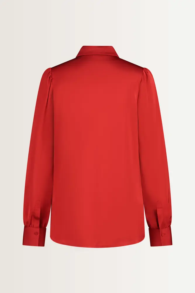 Blouse met glanzende satijnweving