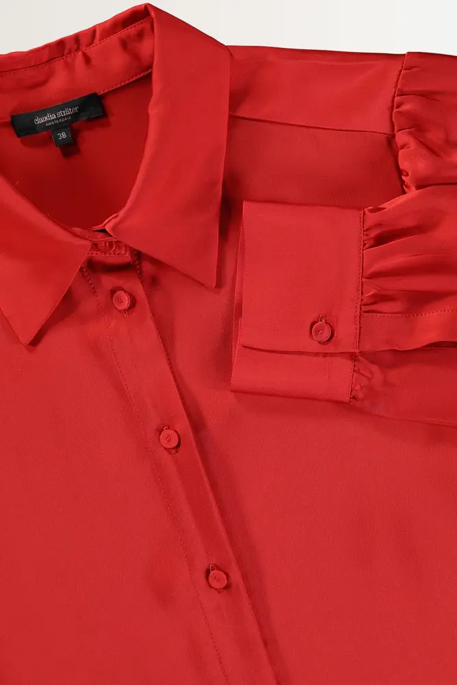 Blouse met glanzende satijnweving