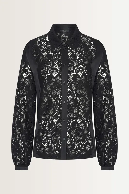 Blouse met bloemenkant