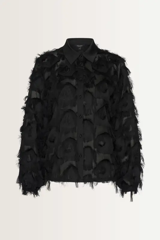Blouse met veertjes