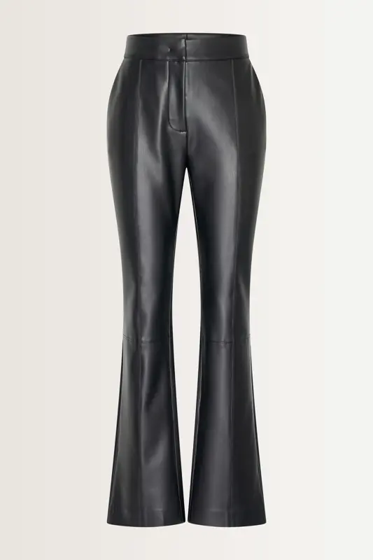 Flared faux leren broek
