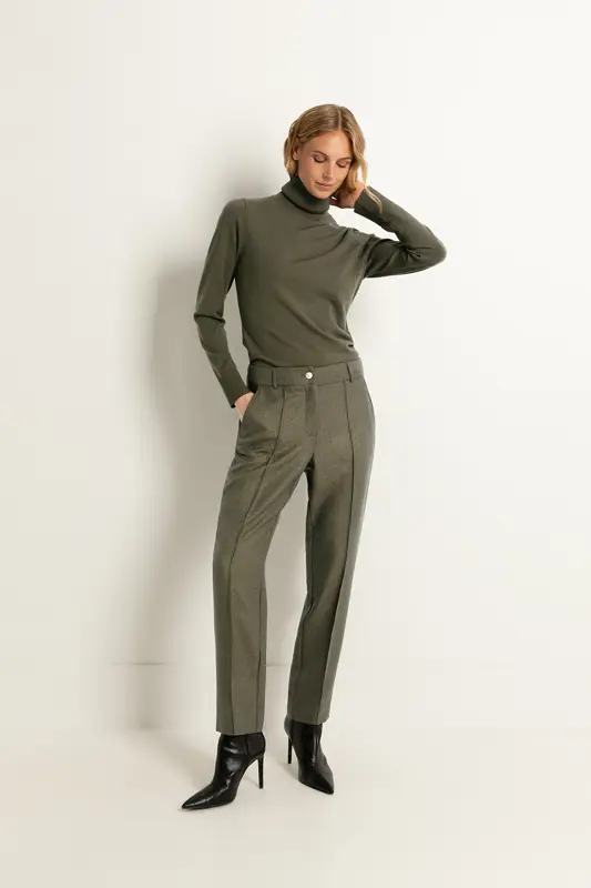 Gemêleerde pantalon met rechte pijpen