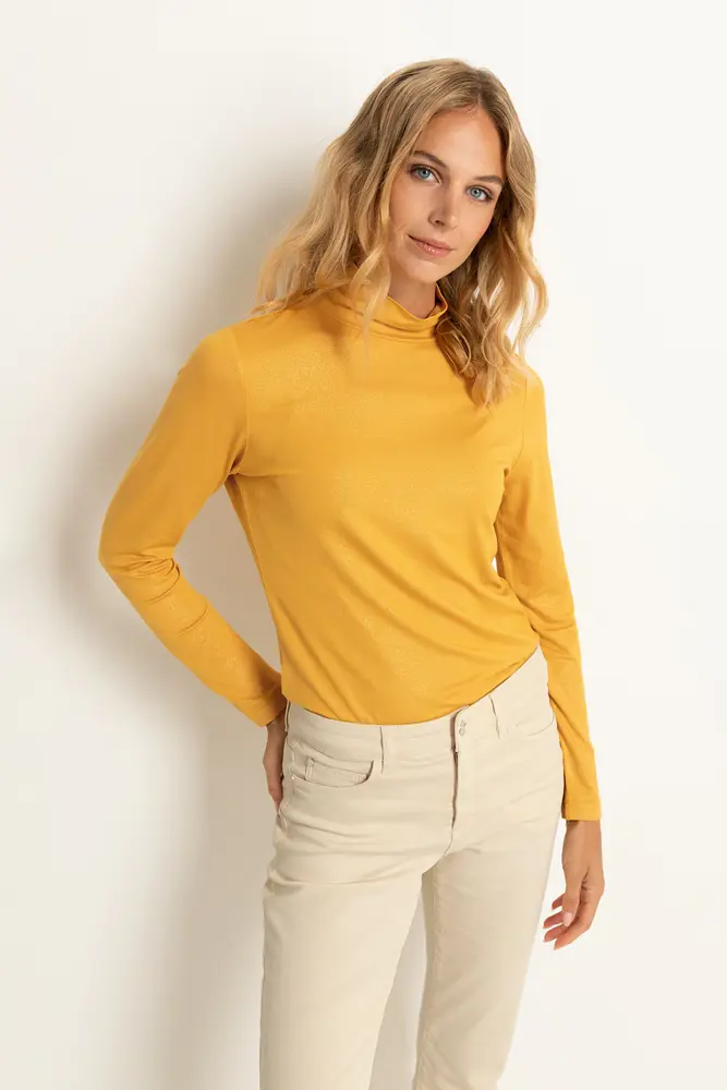 Metallic turtleneck top