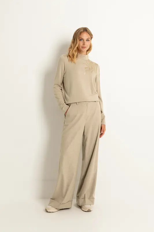 Stretch pantalon met omslag