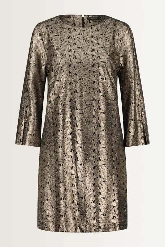 Jurk met metallic bladmotief
