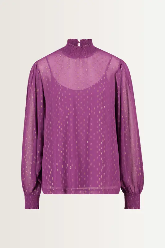 Jacquard blouse met goudaccenten