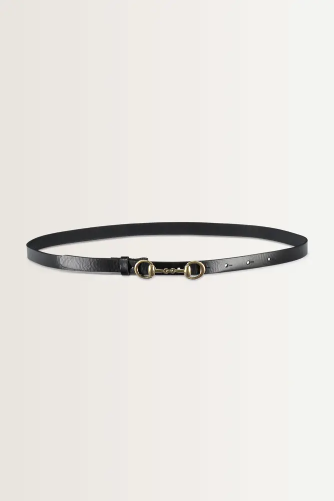 Smalle riem met goudkleurige bit-gesp
