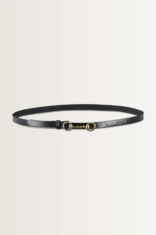 Smalle riem met goudkleurige bit-gesp
