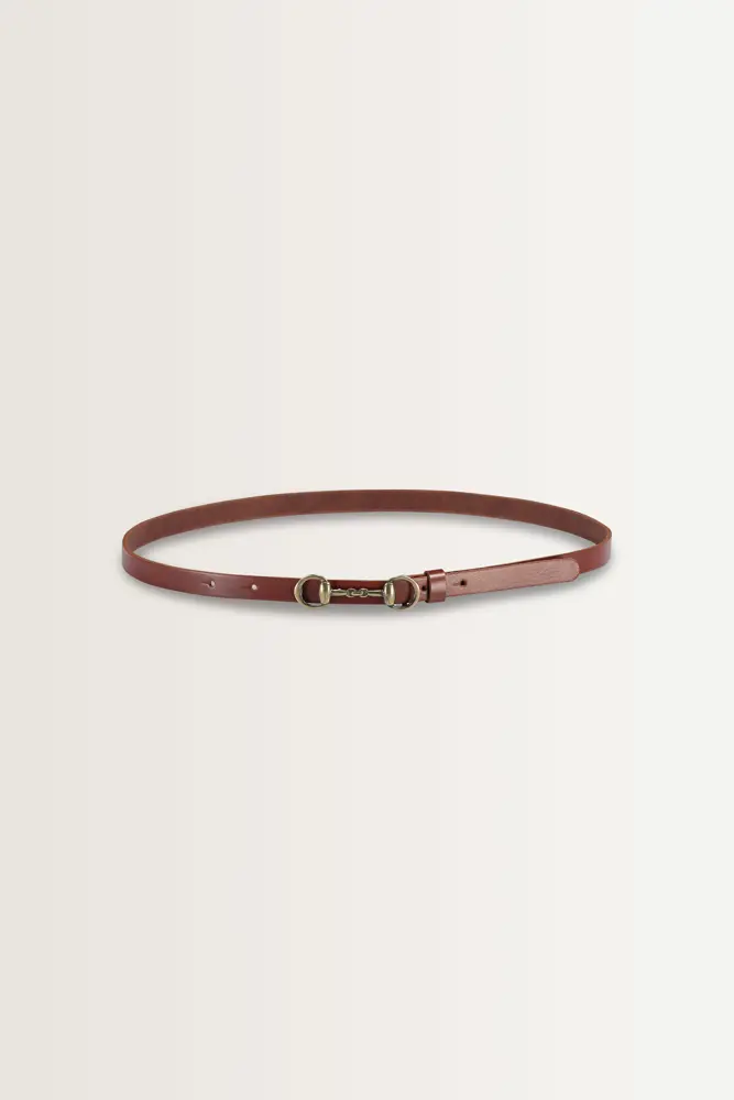 Smalle riem met goudkleurige bit-gesp