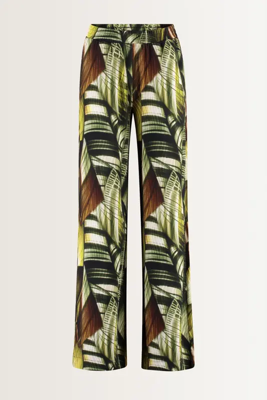 Broek botanische print en wijde pijpen
