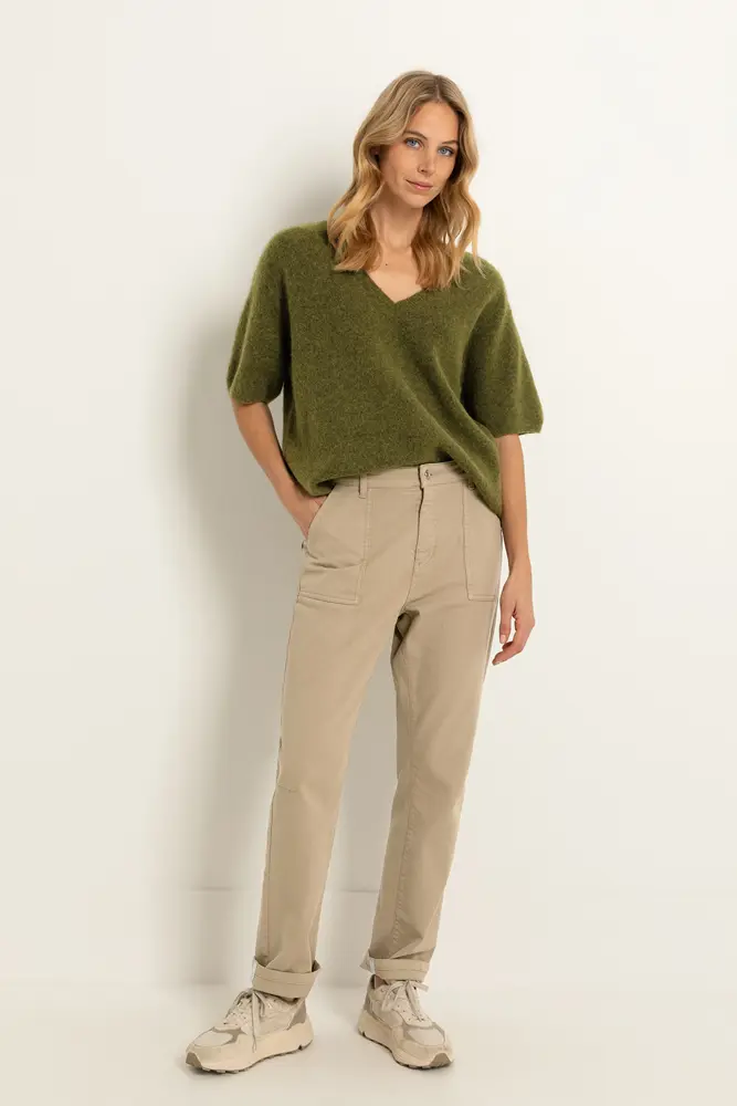 Straight-fit broek met omslag