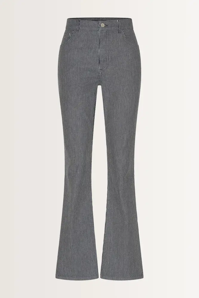 Flared jeans met fijne krijtstreep