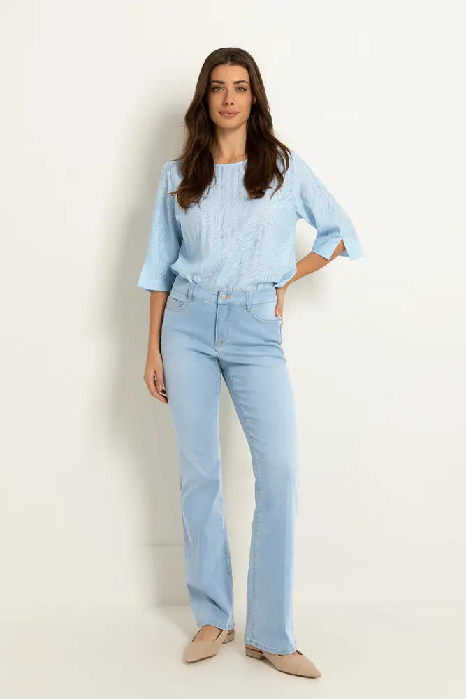 Bleached flared jeans low-rise taille