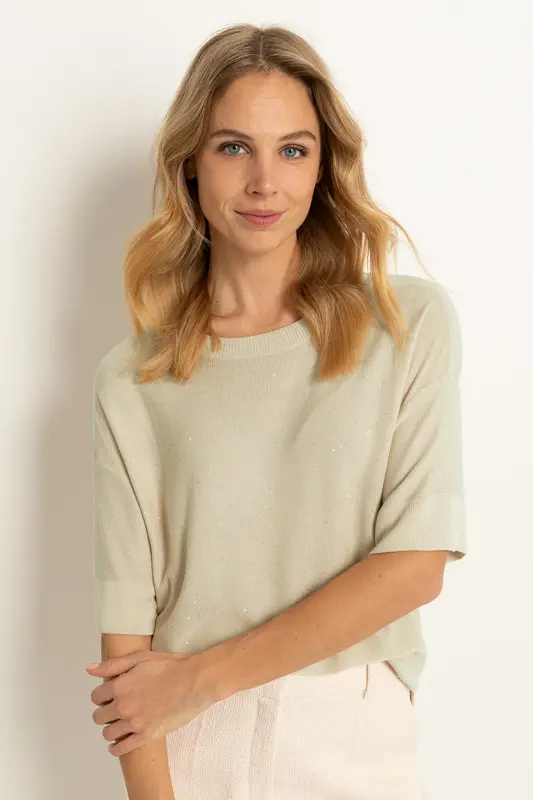 Boothals trui glitteraccent