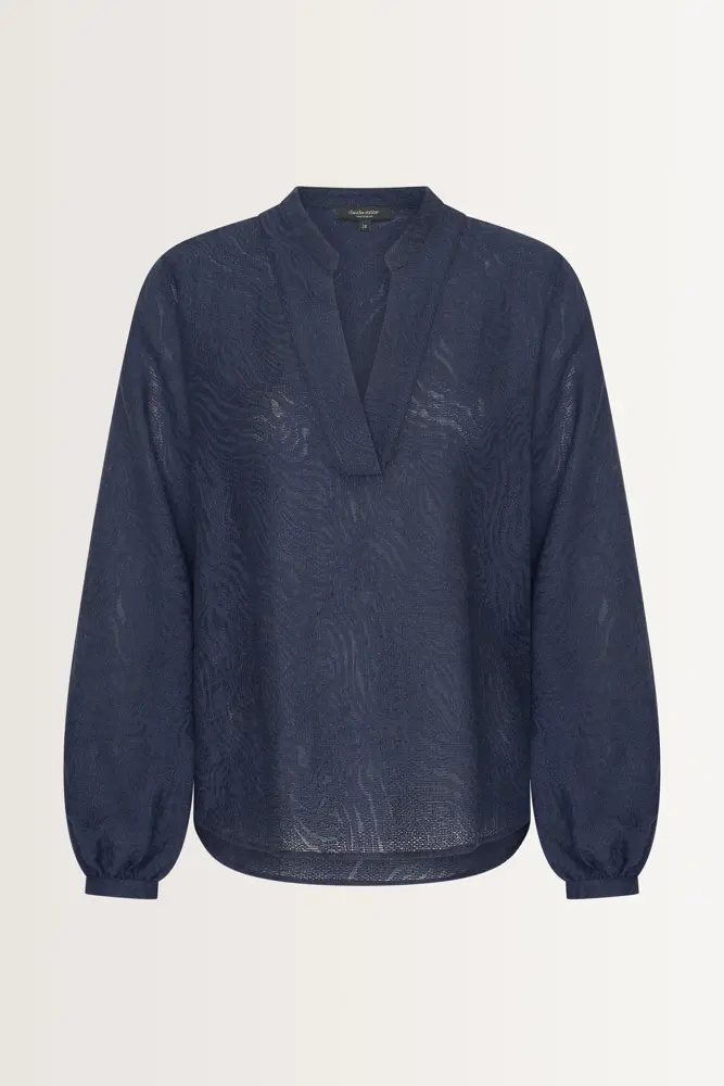 Jacquard blouse met mao-kraag