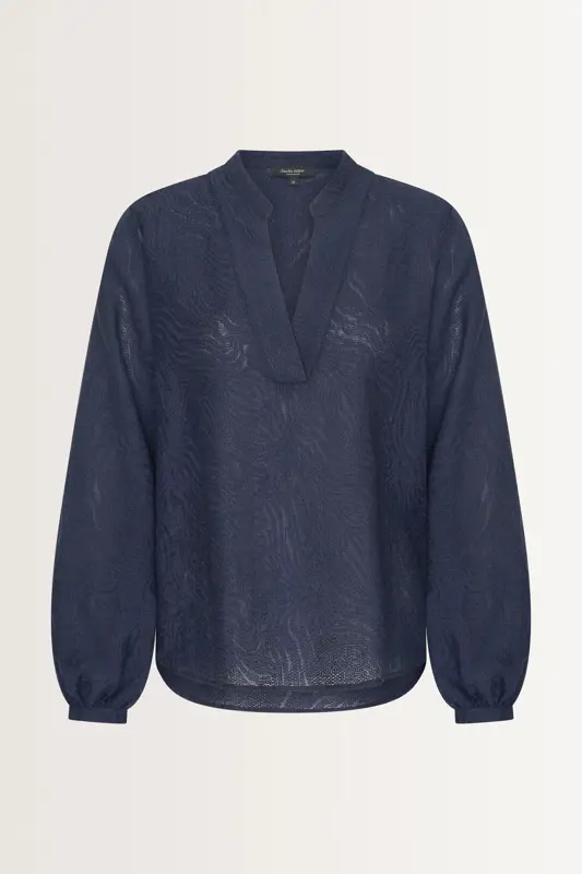 Jacquard blouse met mao-kraag