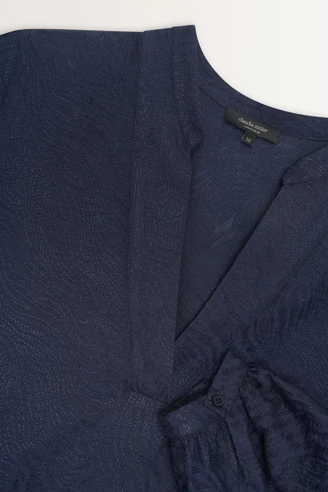 Jacquard blouse met mao-kraag