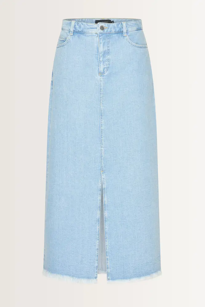 Lange denimrok rafelzoom