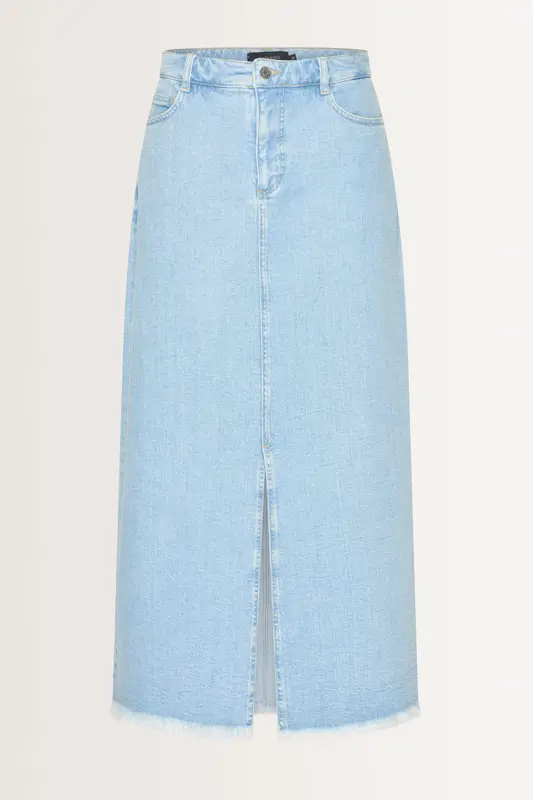 Lange denimrok rafelzoom