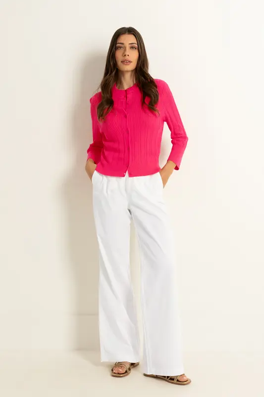 Poplin broek met wijde pijpen