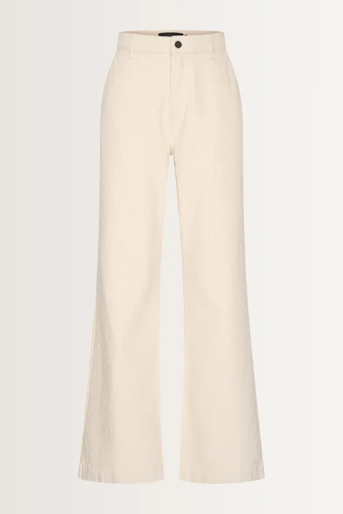 Denim broek met dotstructuur