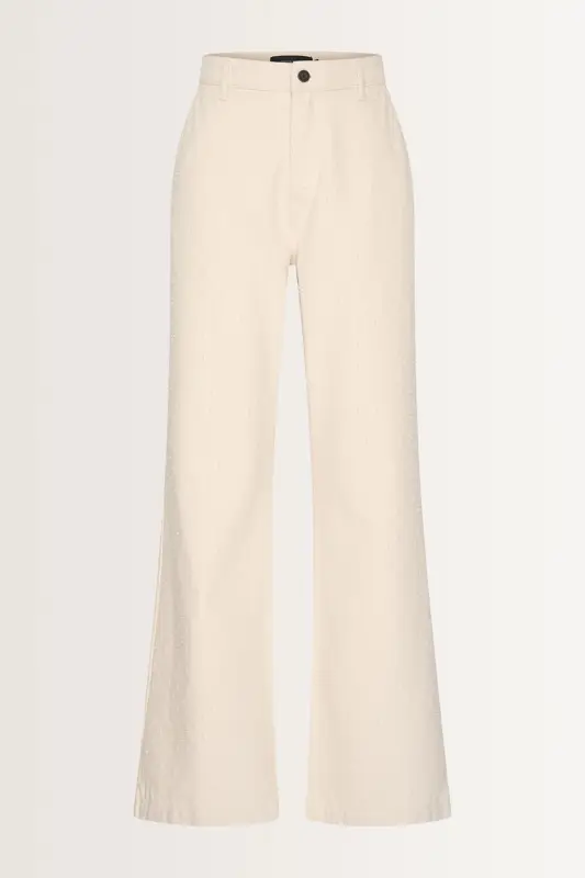 Denim broek met dotstructuur