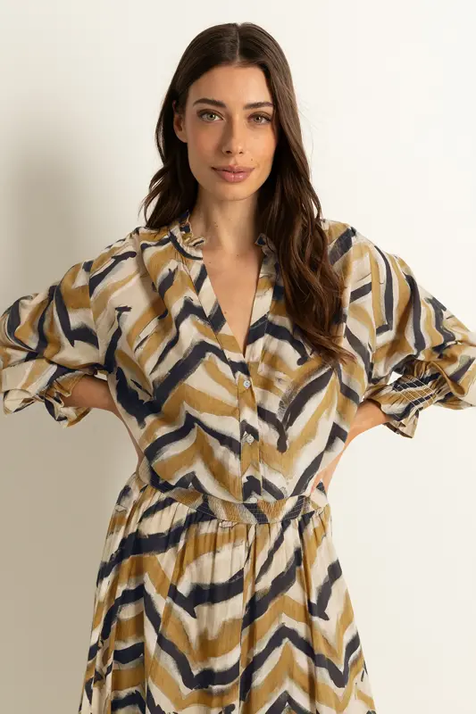 Katoenen blouse met grafische print
