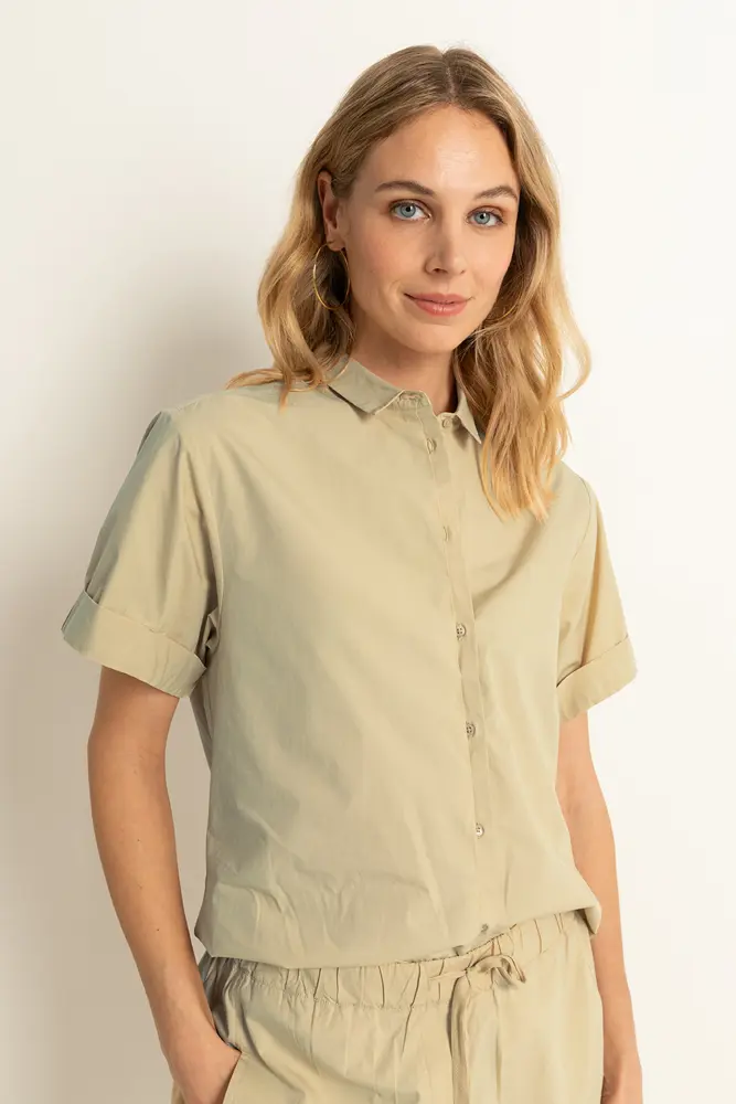Katoenen blouse korte mouwen