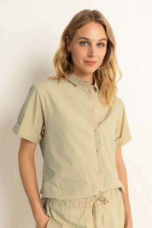Katoenen blouse korte mouwen