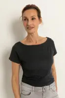 Jersey boothals top korte mouw