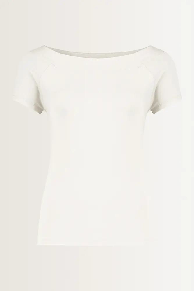Jersey boothals top korte mouw