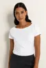 Jersey boothals top korte mouw