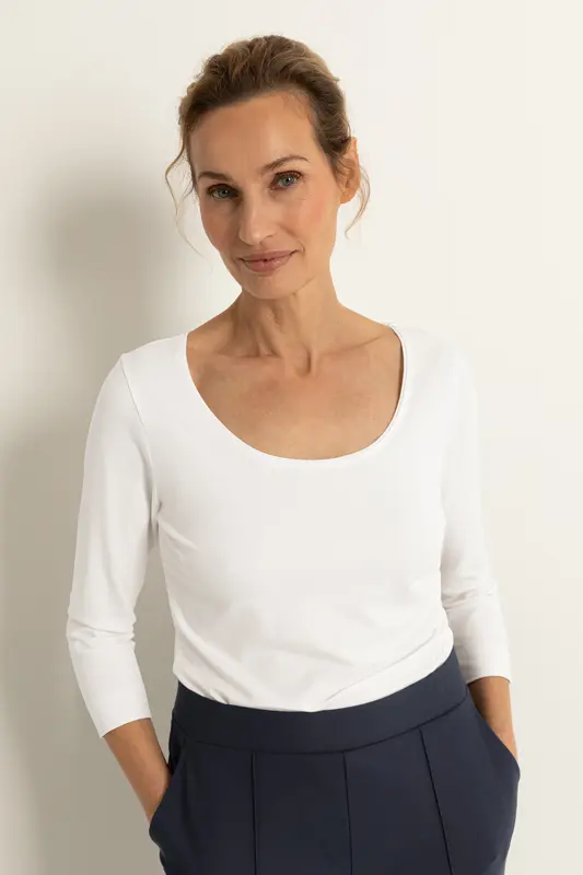 Basic top driekwartmouwen