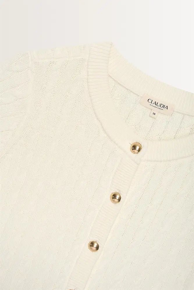 Preppy kabelvest met goudkleurige knopen
