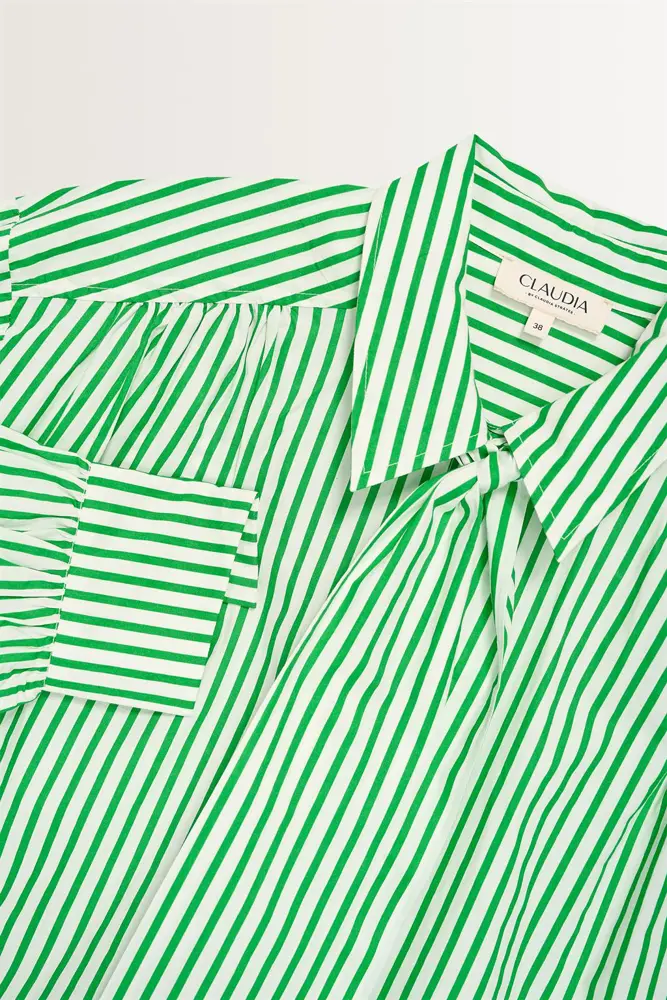 Gestreepte blouse met afneembare stropdas