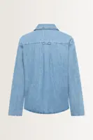 Denim blouse met klepzakken