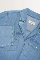Denim blouse met klepzakken