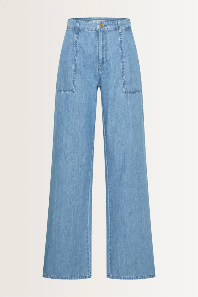 Denim jeans met wijde pijpen