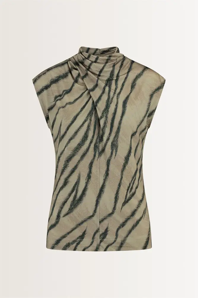Mouwloze top met zebraprint