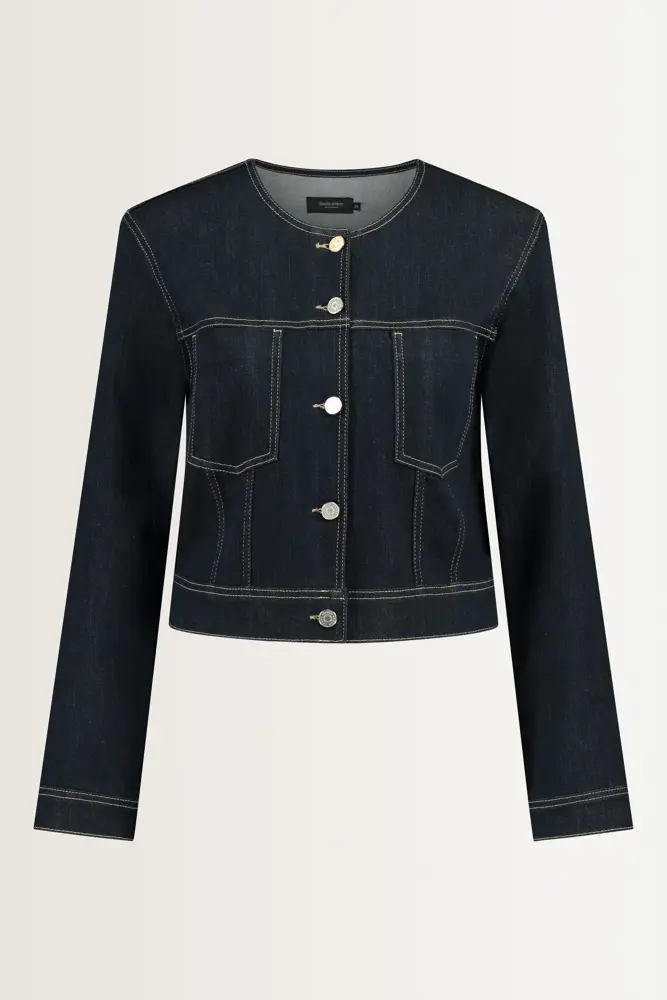 Denim jasje met decoratief gespje